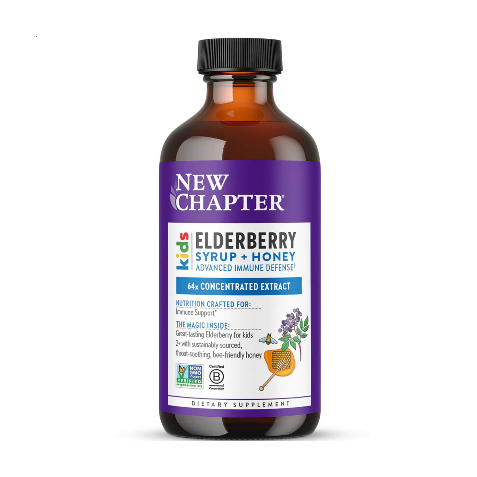 Бузина та мед New Chapter Kids Elderberry Syrup + Honey для дітей від 2 років, в сиропі, 118 мл